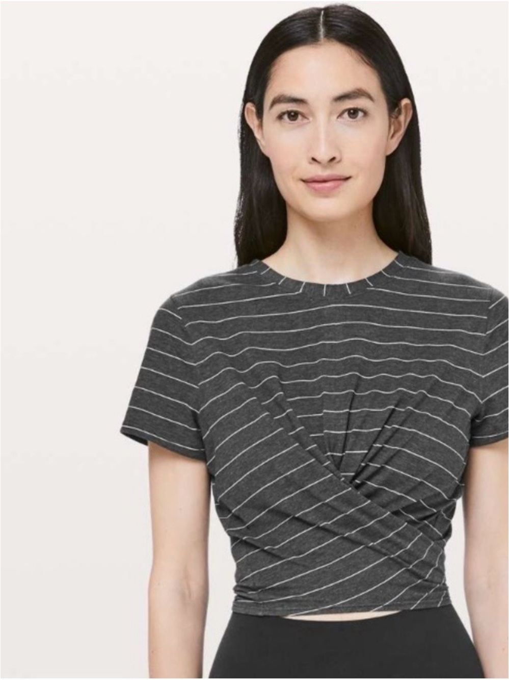 🍋 Lululemon athletica Charcoal Striped Twist-Front Crop Top